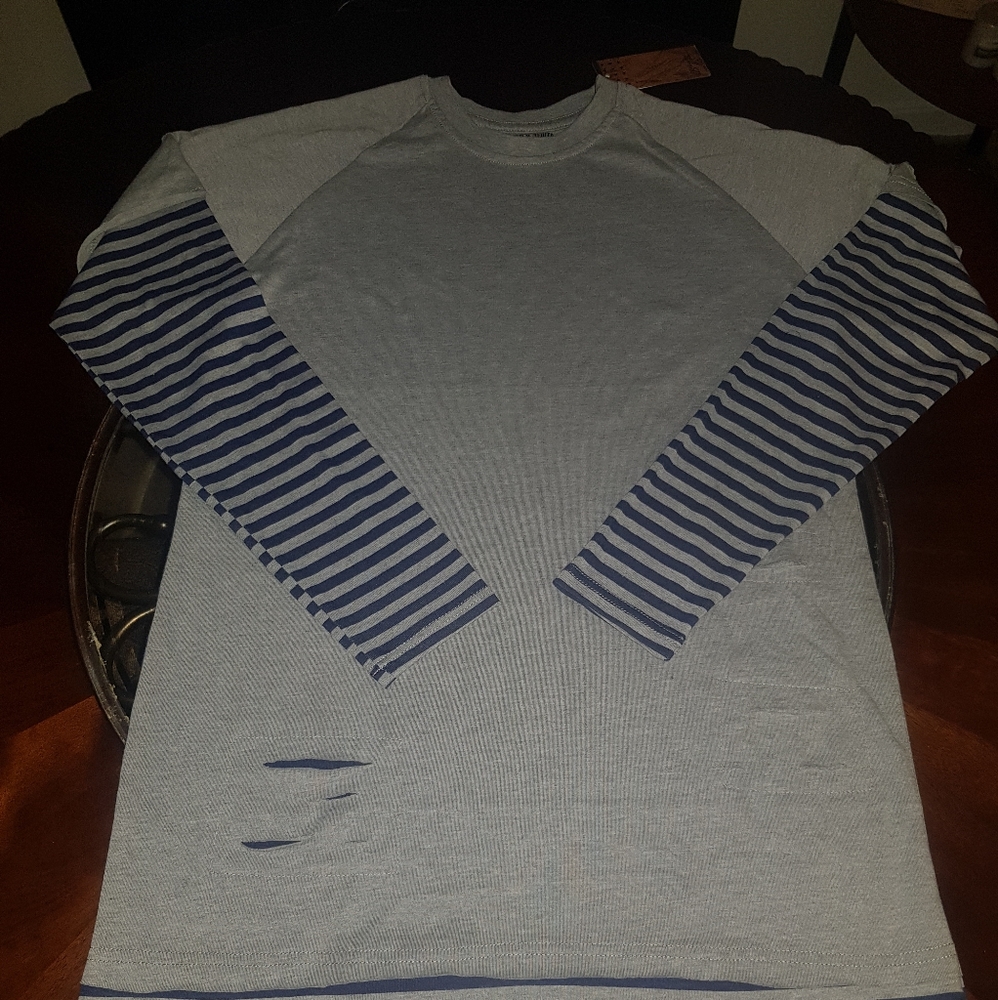 Grey And Nay Blue Shirt Size M